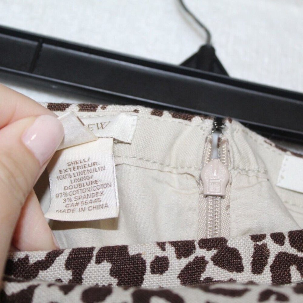J.Crew womens pencil skirt size 6 animal print knee length linen blend career - Picture 9 of 10